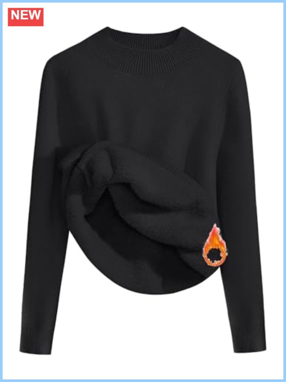 Fleece Sherpa Lined Mock Neck Long Sleeve Thermal Sweater Pullover